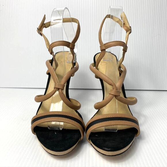 Women's GX by Gwen Stefani Strappy Stiletto Heel Sandals Platform Nude Black 8.5 - Picture 3 of 8